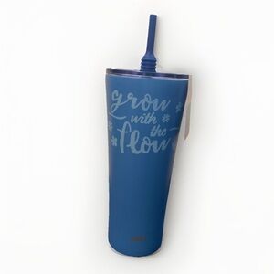 Blue Tumbler with Straw